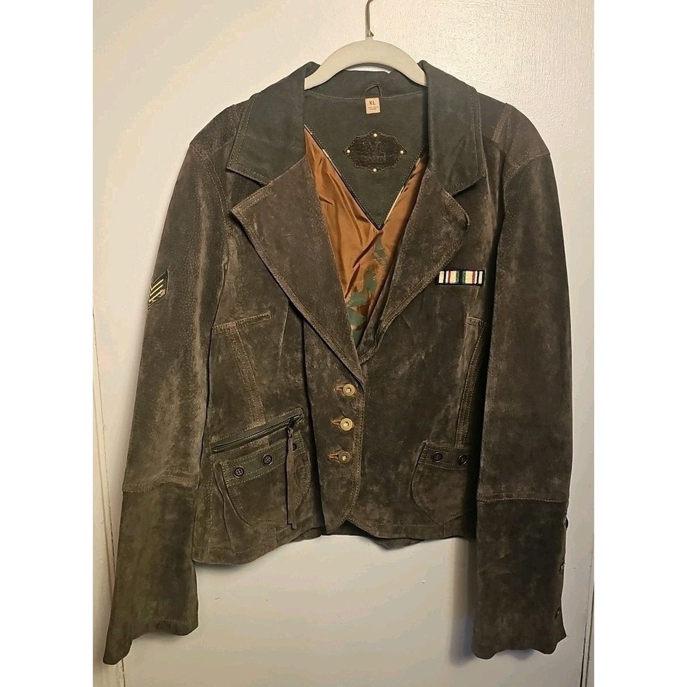 Rare Wilson's Leather Military Wings Brown leather Women's Jacket Sm steampunk